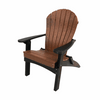 Cascade EZ-UP Adirondack chair in brown with black armrests, ergonomic design and durable poly lumber construction