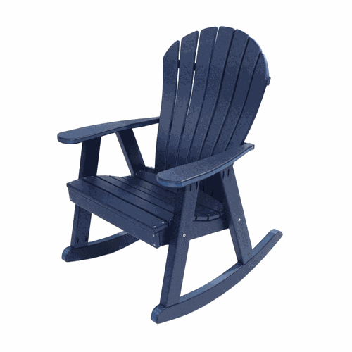 Blue Cascade Rocking Chair made of durable poly lumber with ergonomic design and smooth rocking motion for outdoor use