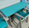 Tru180 Lanai Table in turquoise with durable all-weather design and matching chairs on patio