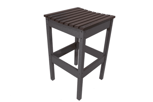 Lanai Stool outdoor bar stool with slatted top and durable HDPE poly lumber construction in dark brown
