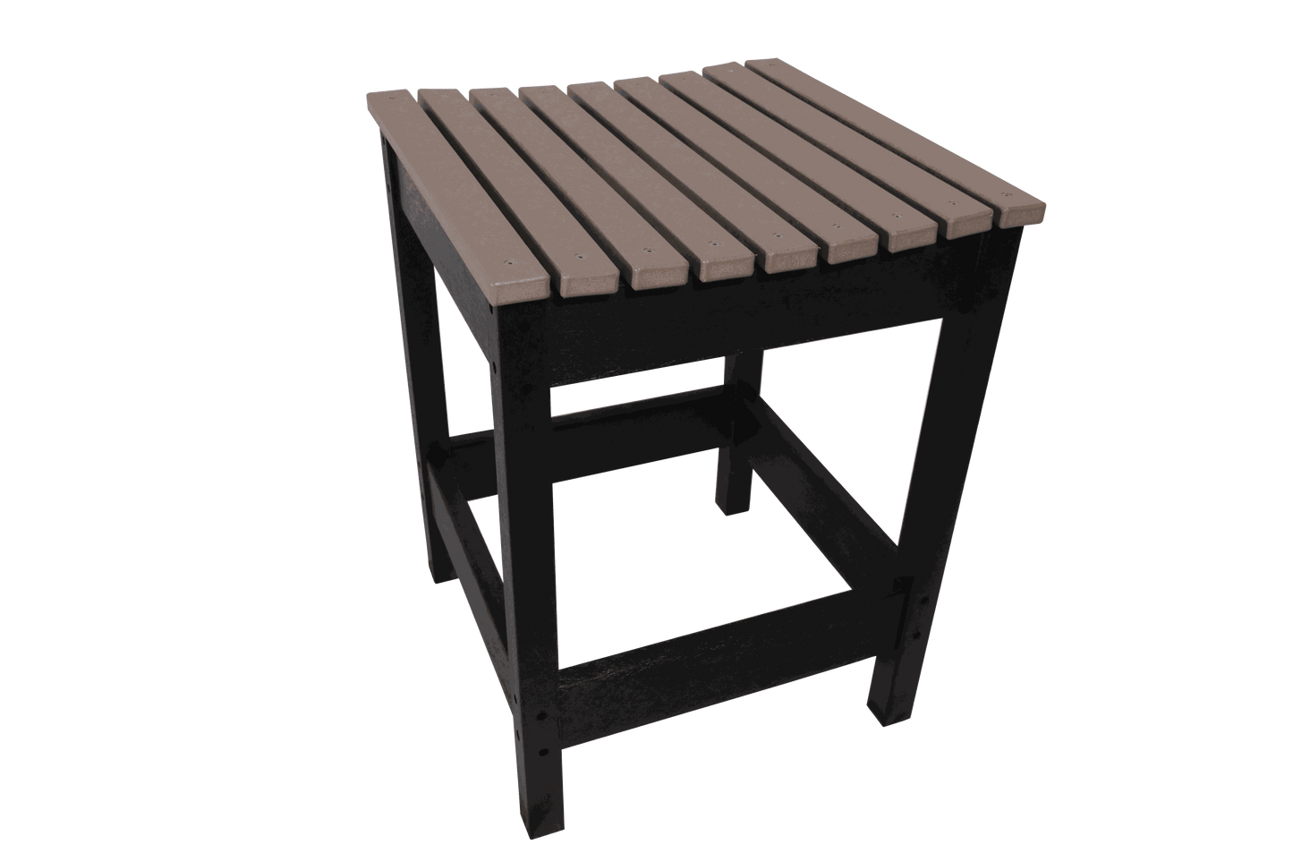 Lanai Stool outdoor stool with slatted top and sturdy black legs