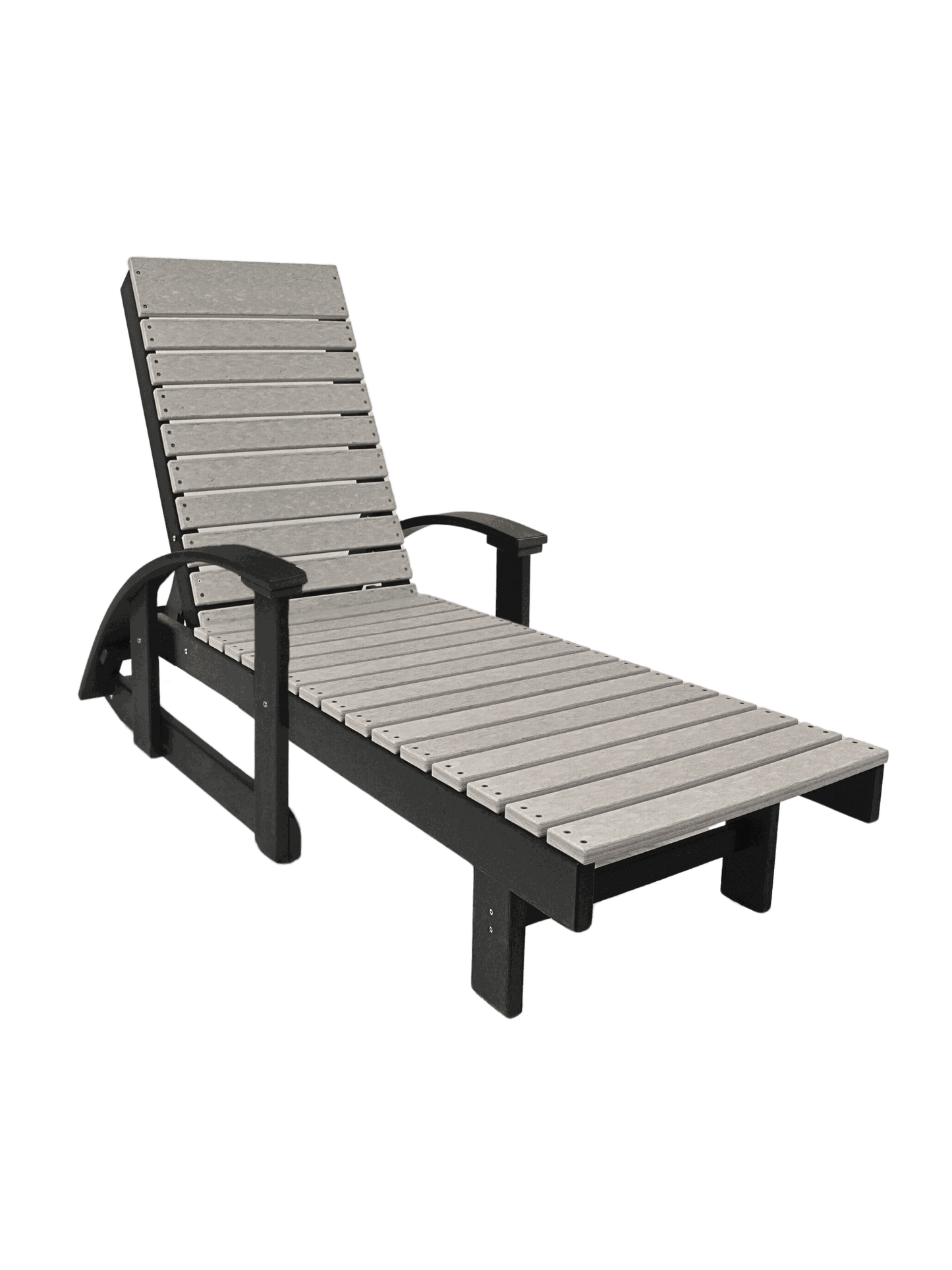 modern straight chaise lounge with arms and adjustable backrest for outdoor use