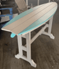 Outdoor surfboard table with coastal design and durable, weather-resistant construction