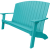 Blue weather-resistant coastal bench with wide armrests and contoured seat for outdoor use