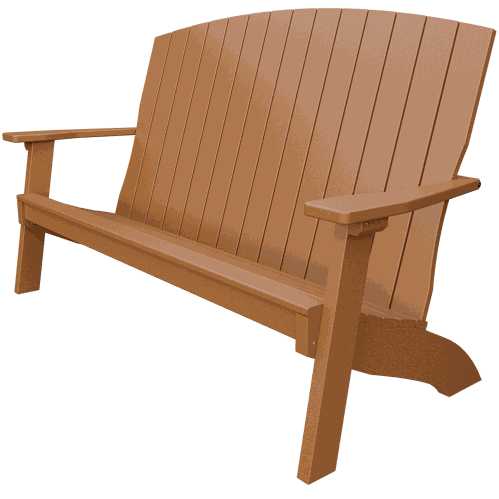 Brown weather-resistant Coastal Bench with contoured seat, supportive back, and wide armrests for outdoor seating.