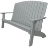 Gray weather-resistant Coastal Bench with wide armrests and contoured backrest for outdoor seating.