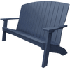 Durable weather-resistant navy blue coastal bench with contoured seat and armrests for outdoor seating