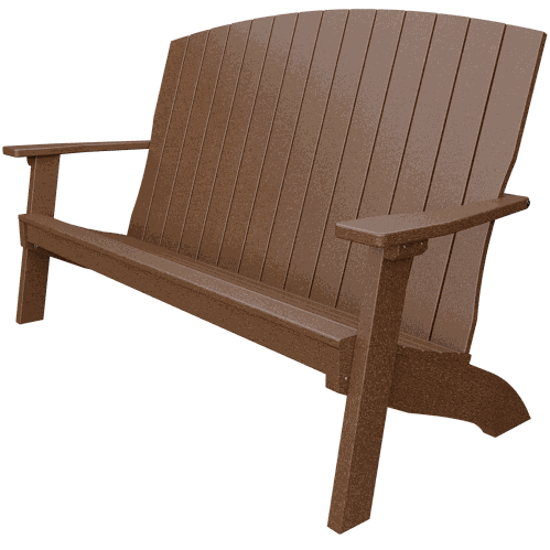 Brown weather-resistant Coastal Bench with contoured seat and wide armrests for outdoor use