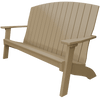 Weather-resistant beige Coastal Bench with contoured seat, supportive back, and wide armrests for outdoor seating