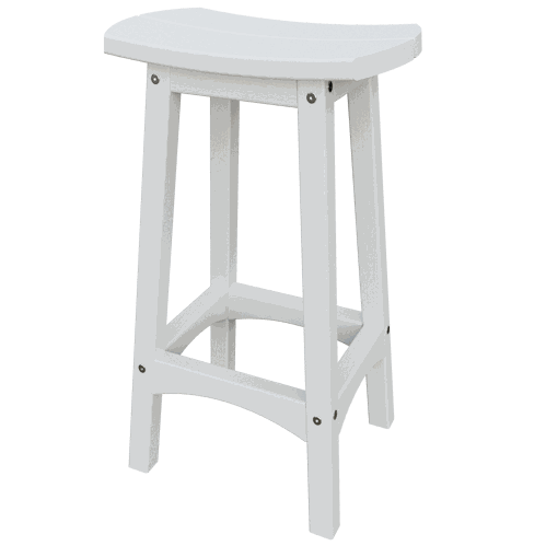 White weather-resistant Coastal Barstool with contoured seat and rust-proof hardware for outdoor use