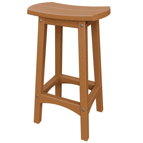 Coastal Barstool made of weather-resistant poly lumber with contoured seat and rust-proof hardware for outdoor use