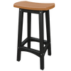 Coastal barstool with contoured brown seat and black weather-resistant poly lumber legs for outdoor use