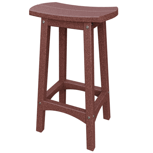 Brown eco-friendly poly lumber coastal barstool with contoured seat and rust-proof hardware for outdoor use