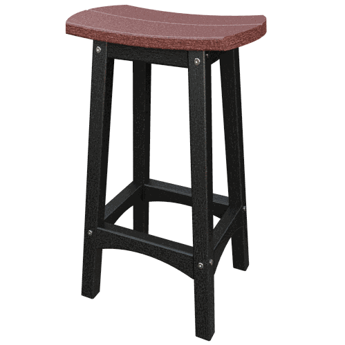 Coastal Barstool with contoured brown seat and black weather-resistant poly lumber legs for outdoor use