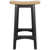 Coastal Barstool with weather-resistant black legs and natural wood contoured seat for outdoor use