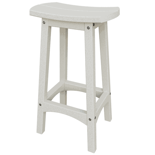 White weather-resistant Coastal Barstool with contoured seat and sturdy poly lumber frame for outdoor use