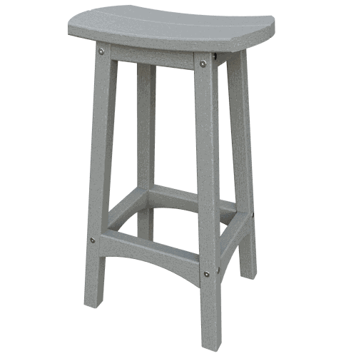 Gray weather-resistant Coastal Barstool with contoured seat and sturdy poly lumber construction.