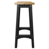Coastal Barstool with black weather-resistant poly lumber legs and natural wood-tone contoured seat for outdoor use
