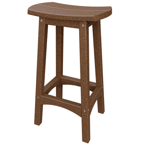 Coastal Barstool made of weather-resistant poly lumber with contoured seat and rust-proof hardware in brown color