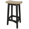 Durable Coastal Barstool with contoured tan seat and black weather-resistant frame for outdoor use