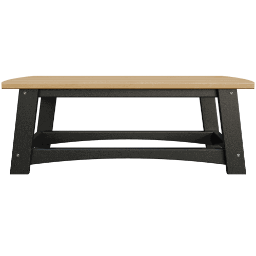Coastal Coffee Table with weather-resistant poly lumber and black legs, perfect for outdoor patios.