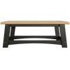 Coastal Coffee Table with weather-resistant poly lumber and black legs, perfect for outdoor patios.