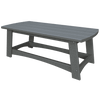 Gray eco-friendly poly lumber coastal coffee table with slatted top and sturdy angled legs for outdoor patio use