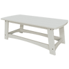 White weather-resistant poly lumber coastal coffee table with slatted top and sturdy low-profile design for outdoor patio use