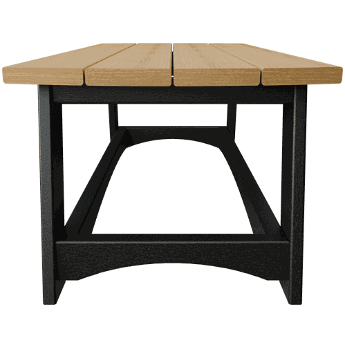 Coastal Coffee Table with slatted poly lumber top and black sturdy frame for outdoor use