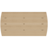 Top view of a beige slatted coastal coffee table made from weather-resistant poly lumber.