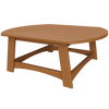 Brown coastal conversation table made of durable, eco-friendly poly lumber with a spacious tabletop and sturdy construction.