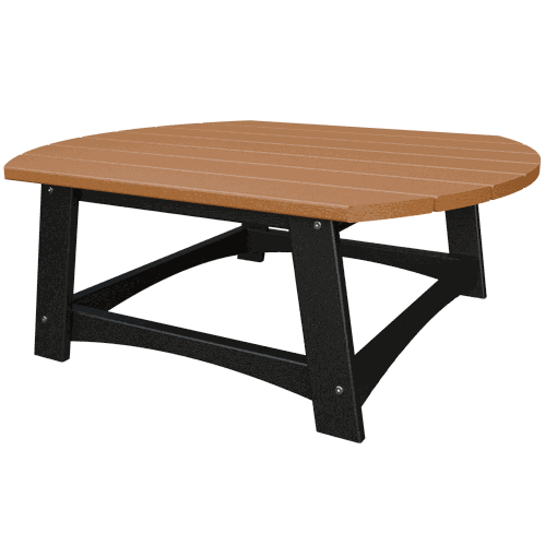 Coastal Conversation Table with durable poly lumber tabletop and black metal legs designed for outdoor use.