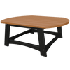 Coastal Conversation Table with durable poly lumber tabletop and black metal legs designed for outdoor use.