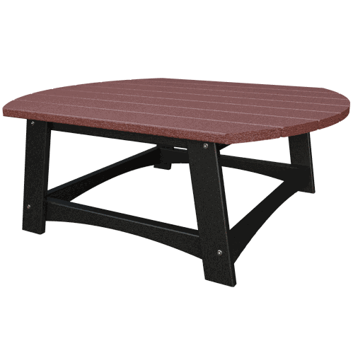 Coastal Conversation Table with durable poly lumber top and black metal base designed for outdoor use