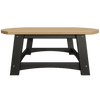 Coastal Conversation Table with durable poly lumber top and black sturdy legs, designed for outdoor use and easy maintenance