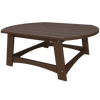Brown outdoor coastal conversation table made from durable recycled poly lumber with sturdy legs and cross supports.
