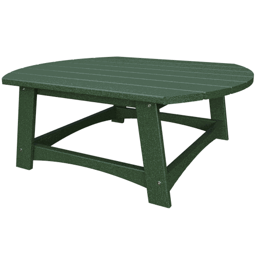Coastal Conversation Table in dark green poly lumber with sturdy cross supports and weather-resistant finish for outdoor use