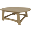 Tan poly lumber Coastal Conversation Table with sturdy legs and cross supports, designed for outdoor use.