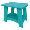 Turquoise Coastal End Table made from weather-resistant recycled poly lumber with stainless steel hardware designed for outdoor use.