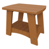 Brown coastal end table made from weather-resistant poly lumber with a compact, sturdy design and lower shelf.