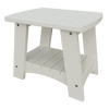 White weather-resistant coastal end table with slatted lower shelf and sturdy legs for outdoor use