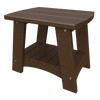 Compact brown Coastal End Table made from weather-resistant recycled poly lumber with a lower shelf, designed for outdoor patios and coastal settings.