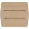 Top view of a beige weather-resistant coastal end table made from eco-friendly recycled poly lumber with a slatted design.