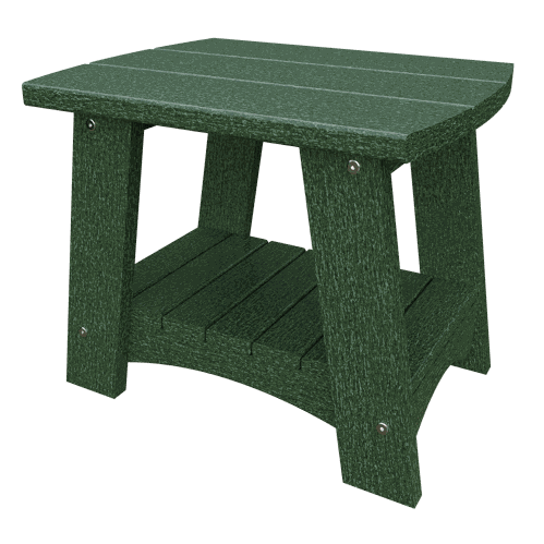 Green weather-resistant Coastal End Table made from recycled poly lumber with a compact, sturdy design for outdoor use.
