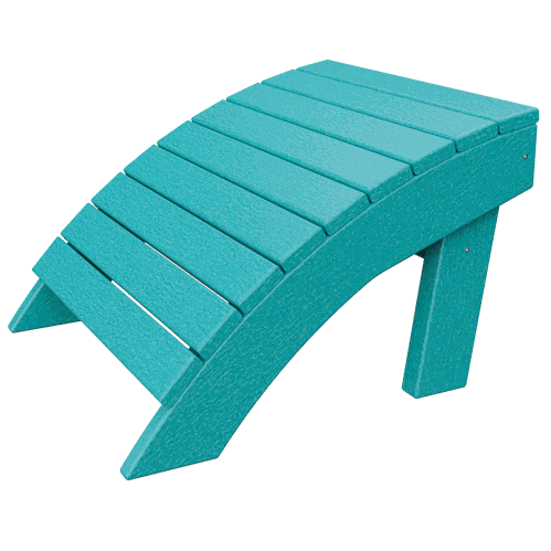 Coastal Ottoman in turquoise poly lumber with ergonomic sloped design for outdoor footrest or seating