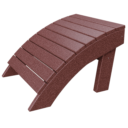 Brown ergonomic curved Coastal Ottoman made of durable poly lumber for outdoor use