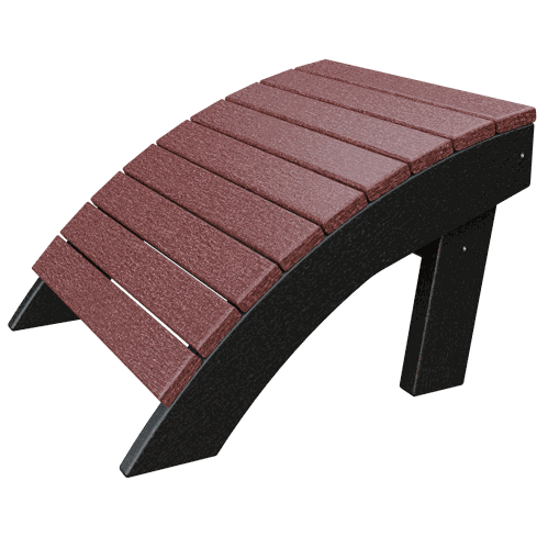 Outdoor Coastal Ottoman with ergonomic slope, durable poly lumber construction, weather-resistant and rust-proof hardware, designed for footrest or extra seating.