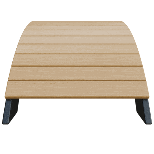 Coastal Ottoman made of durable poly lumber with ergonomic slope and black legs for outdoor use