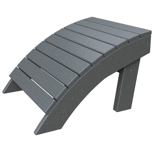 Grey curved Coastal Ottoman made of durable poly lumber for outdoor use