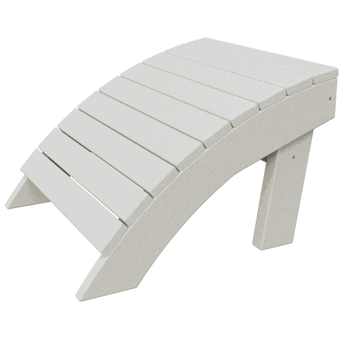 White Coastal Ottoman with ergonomic slope made of durable all-weather poly lumber for outdoor use
